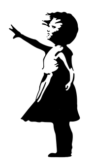 Silhouetteof Girl Pointing PNG