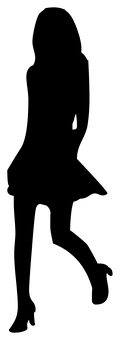 Silhouetteof Girl Side View PNG