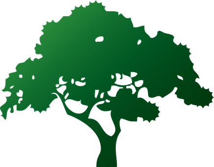 Silhouetteof Green Treeon Black Background PNG