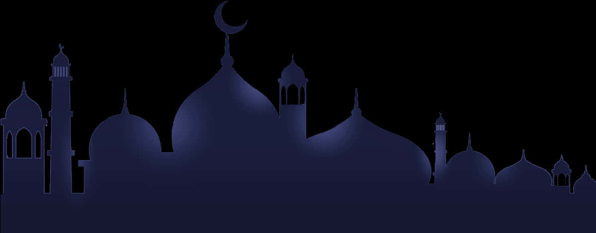 Silhouetteof Islamic Mosque Skyline PNG