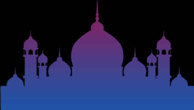 Silhouetteof Islamic Mosque Skyline PNG