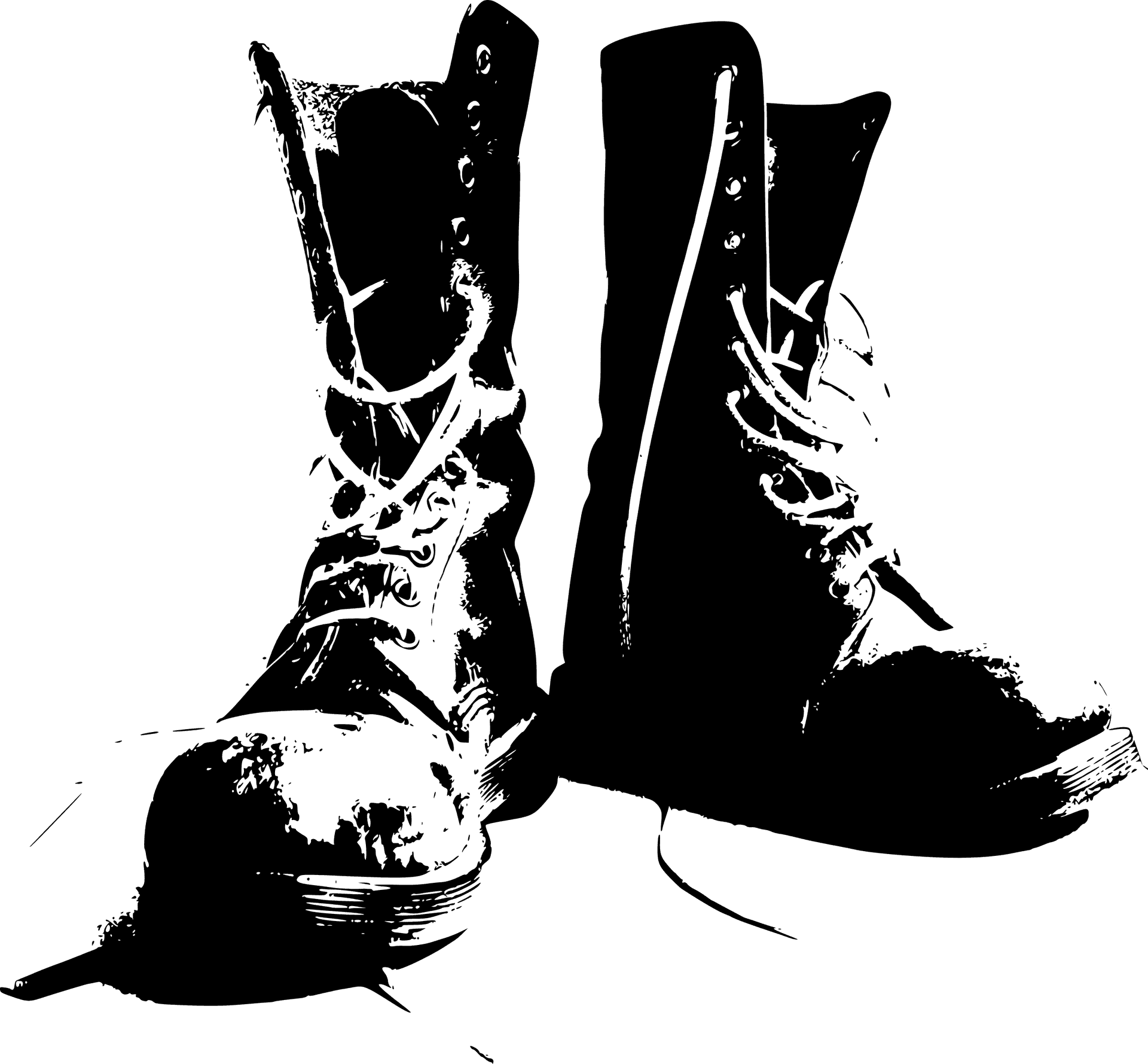 Silhouetteof Laced Combat Boots PNG