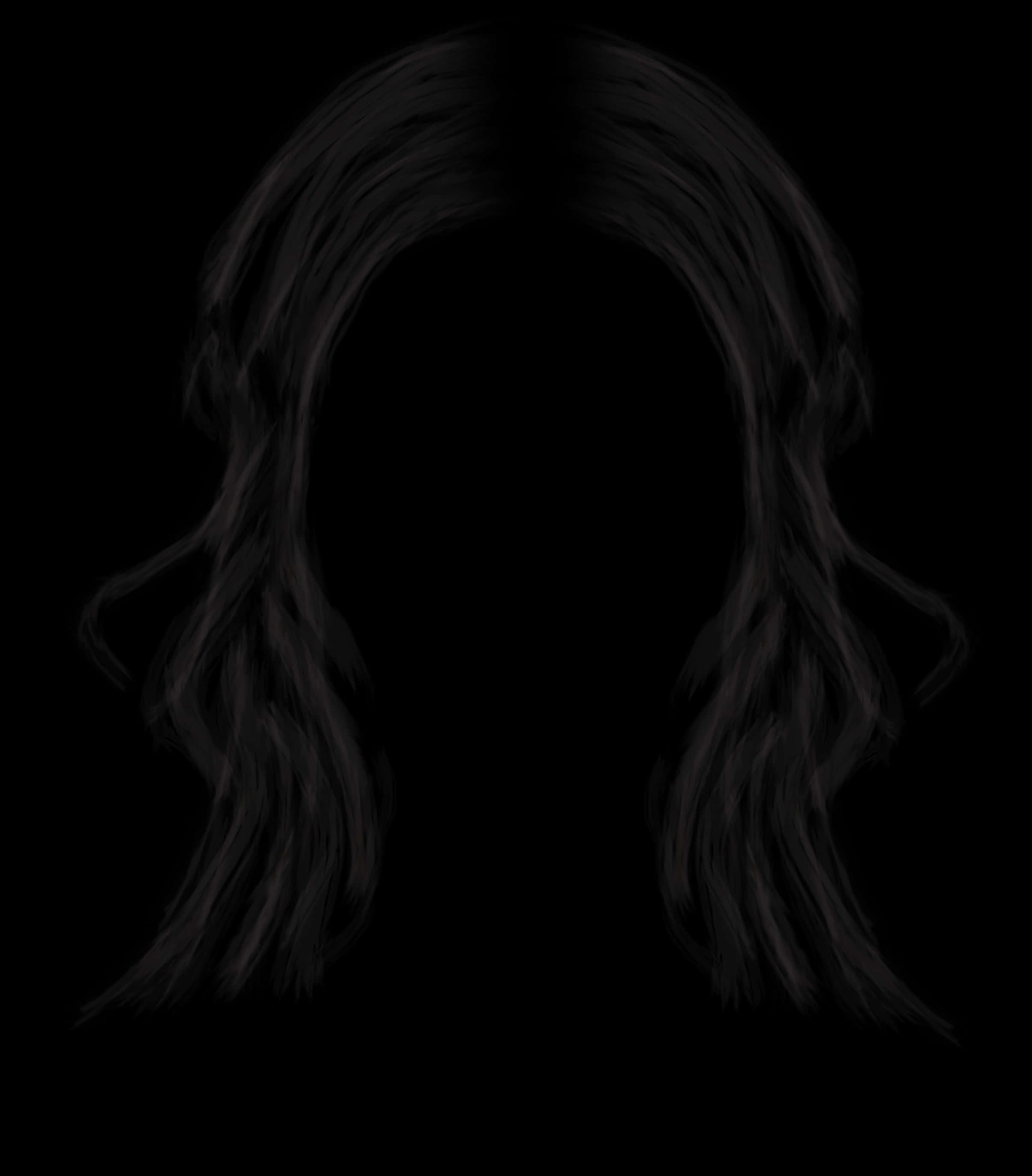 Silhouetteof Long Hairon Black Background PNG