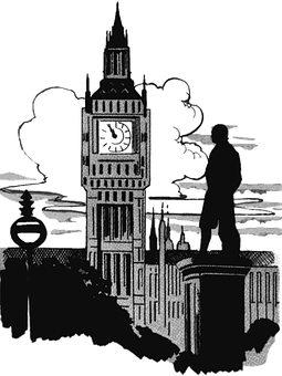Silhouetteof Manand Big Ben PNG