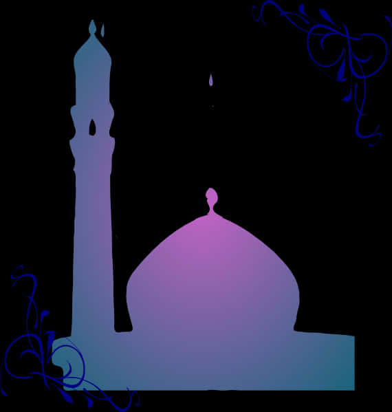 Silhouetteof Mosque Domeand Minaret PNG