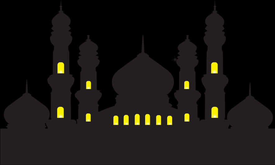 Silhouetteof Mosqueat Night PNG