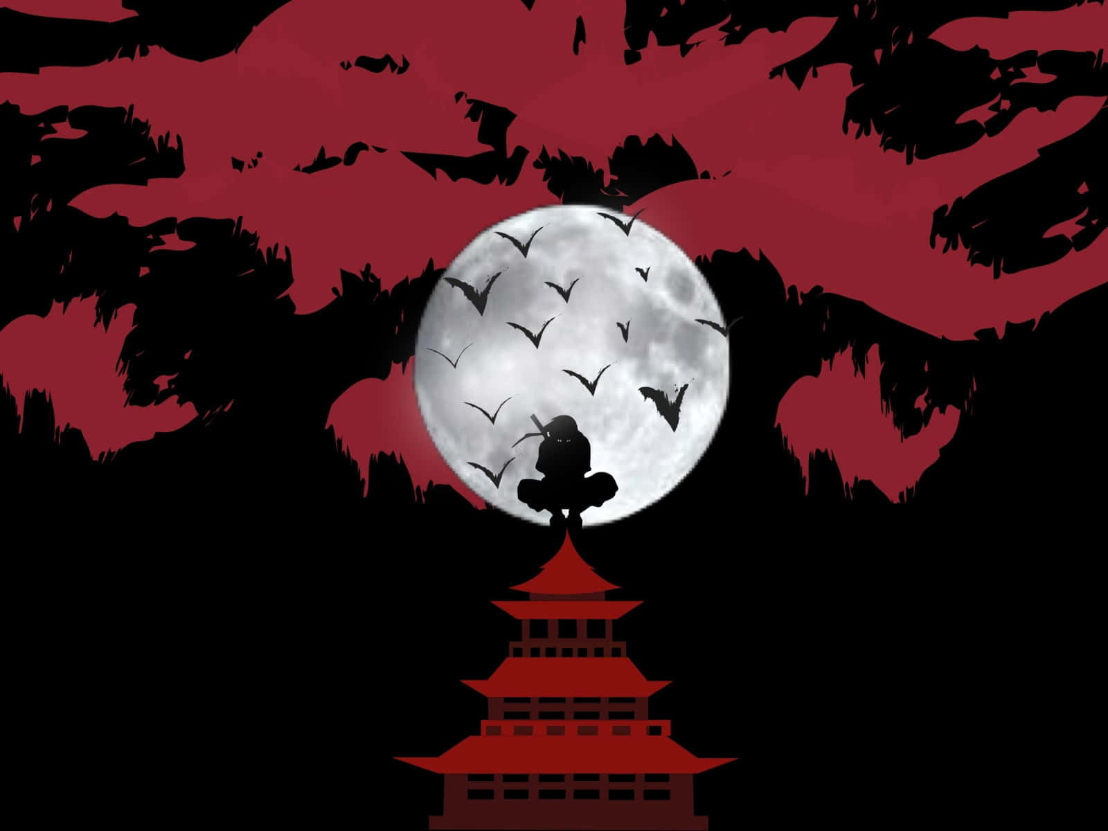 Silhouetteof Ninjaand Full Moon Wallpaper