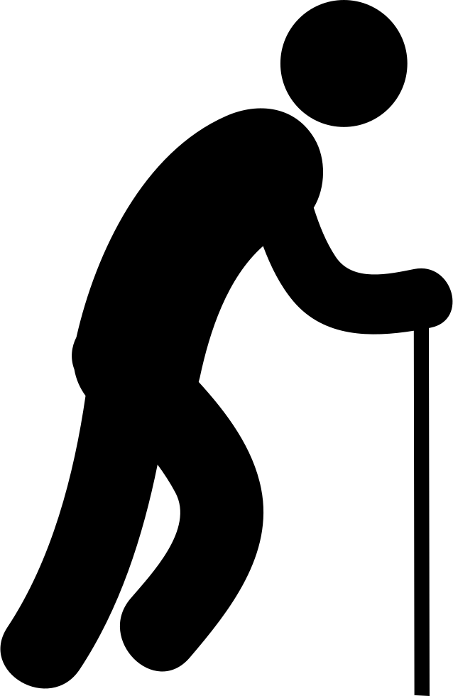 Silhouetteof Person Using Walking Stick PNG