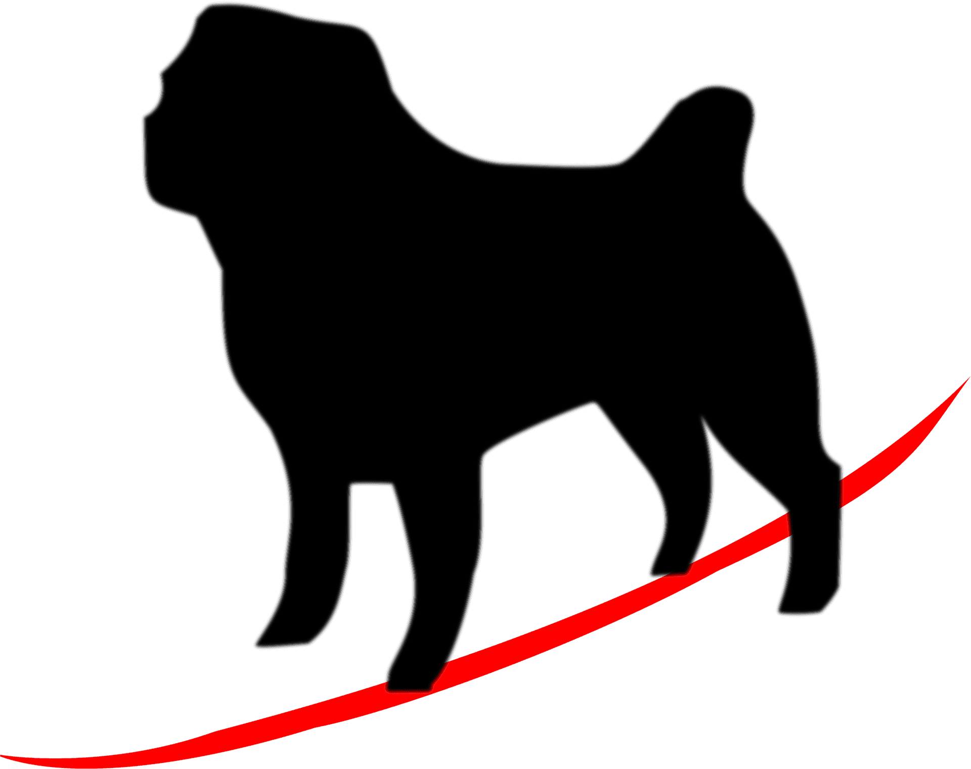 Silhouetteof Pugon Red Leash PNG