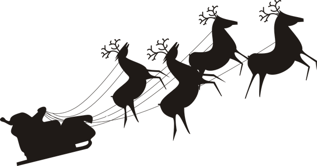 Silhouetteof Santaand Reindeer PNG