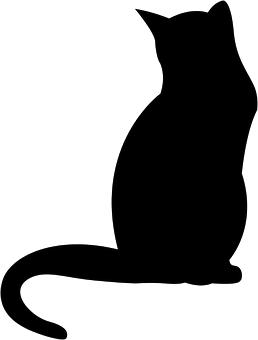 Silhouetteof Seated Cat PNG