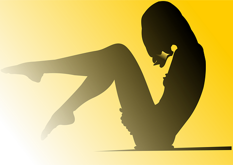 Silhouetteof Sitting Woman PNG