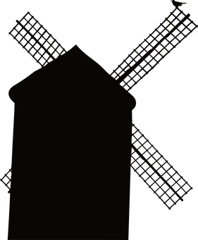 Silhouetteof Traditional Windmill PNG