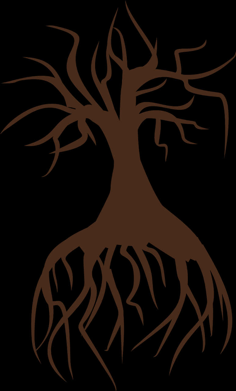 Silhouetteof Treewith Roots PNG