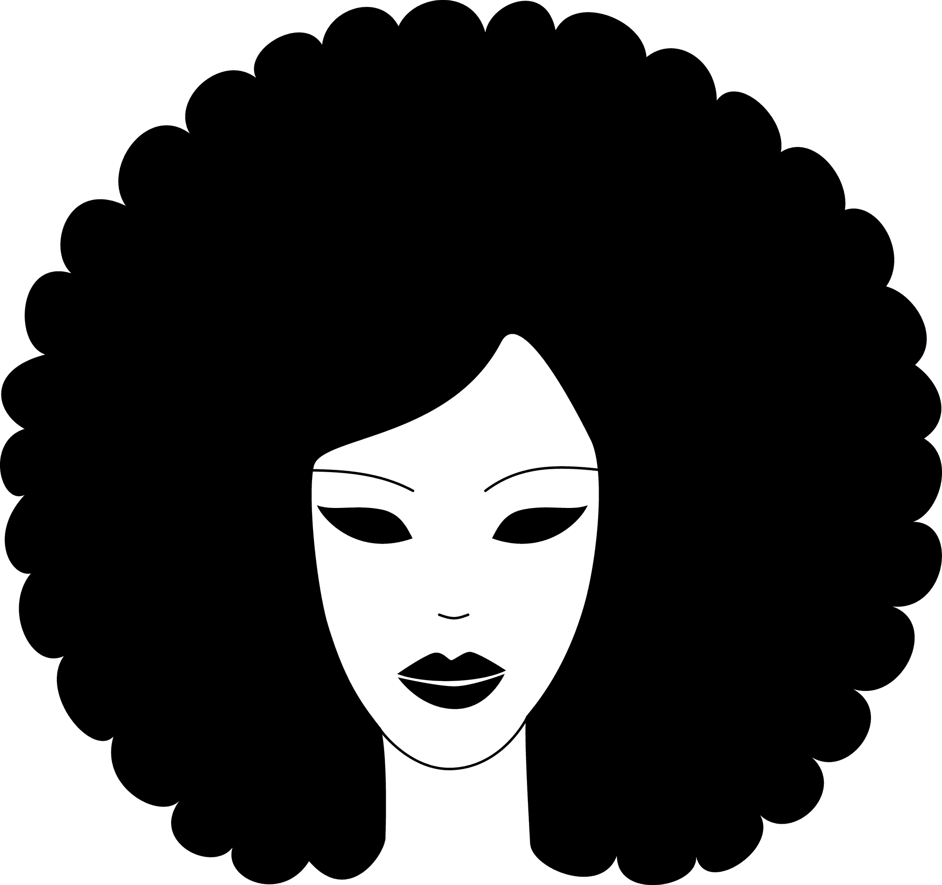 Silhouetteof Womanwith Afro Hairstyle PNG