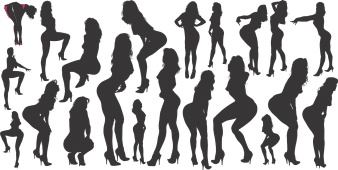 Silhouettesof Diverse Women PNG