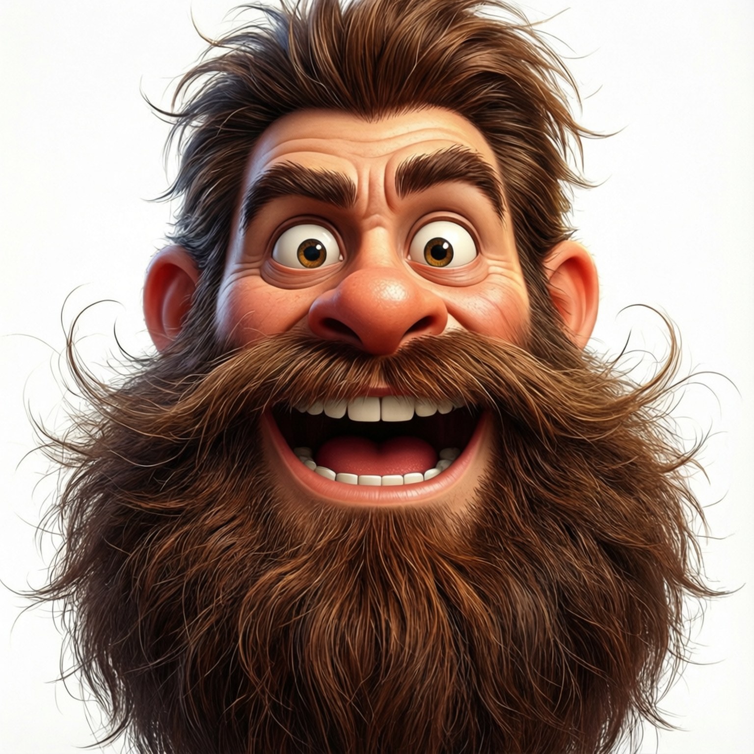 Grappig cartoon baard gezicht behang met komische uitdrukking