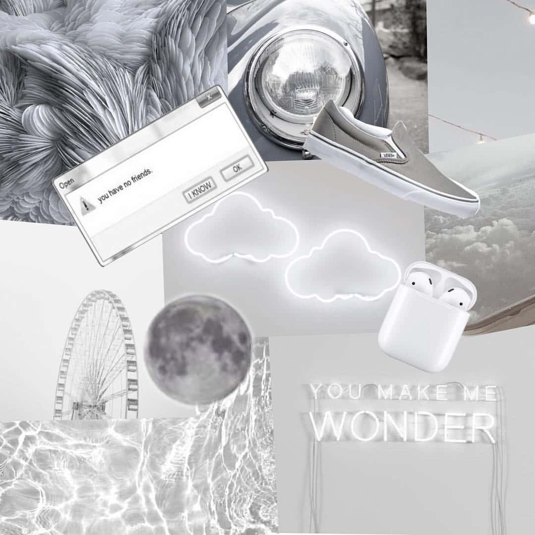 Silver Aesthetic Collage Wonder Wallpaper