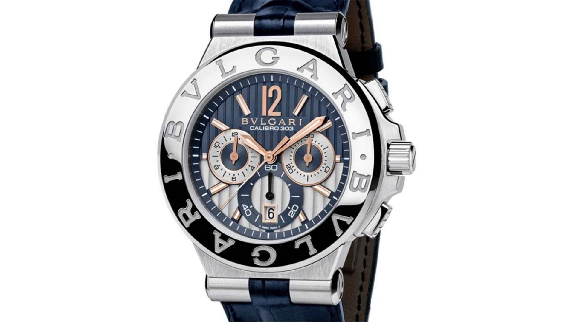 Silver And Blue Bvlgari Watch Wallpaper