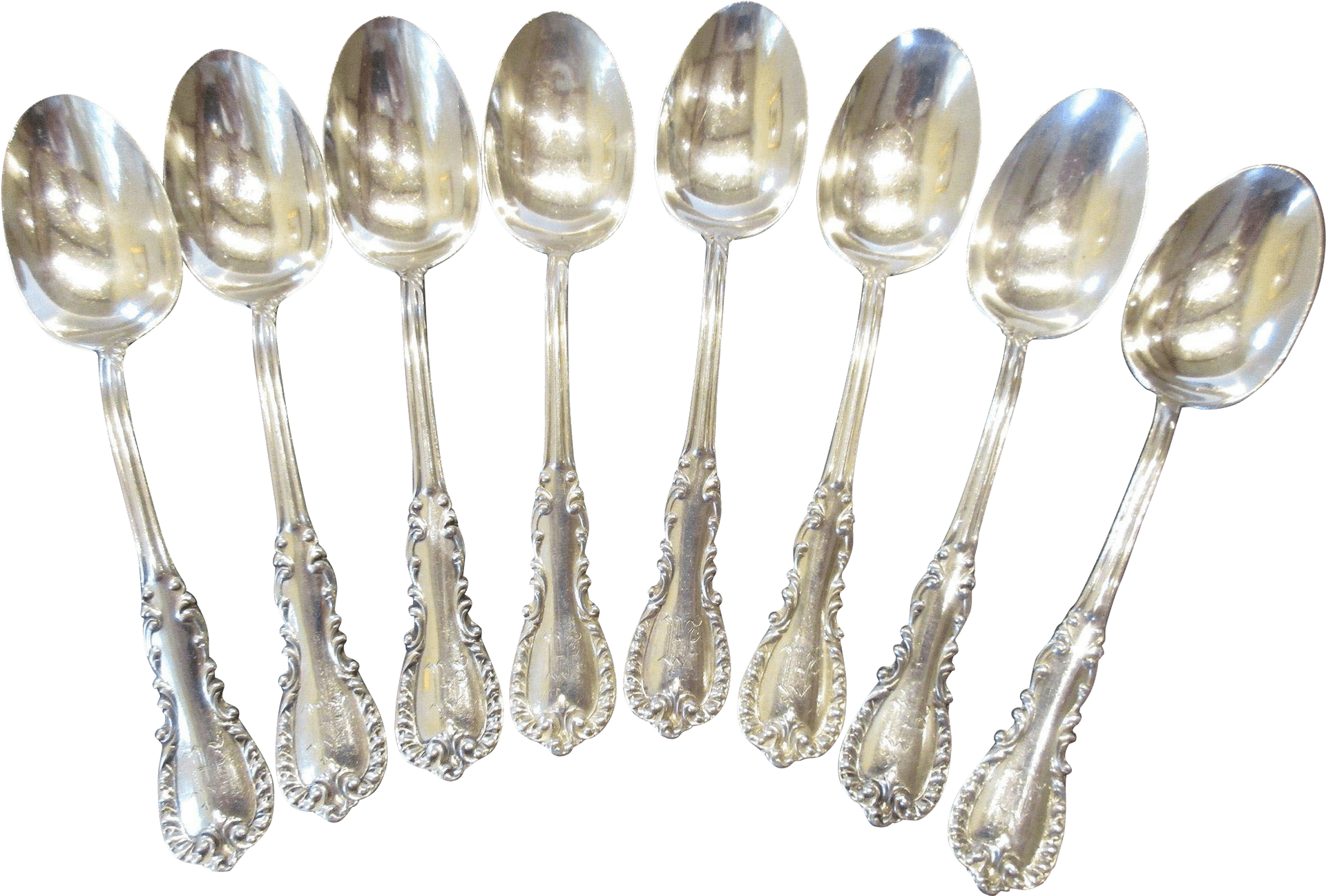 Silver Antique Spoons Collection PNG