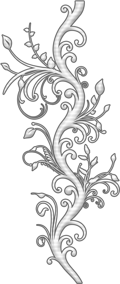 Silver Arabesque Floral Design PNG