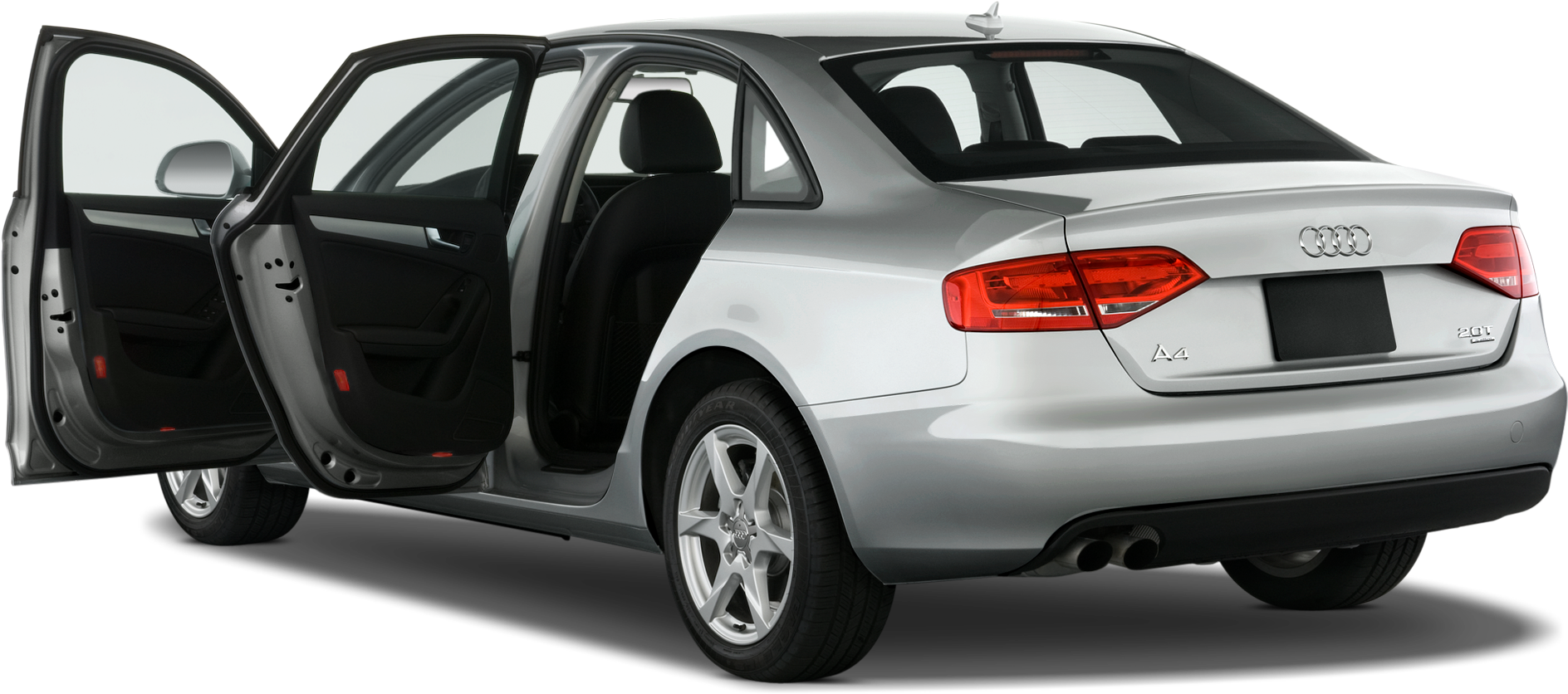 Silver Audi A4 Rear Viewwith Open Doors PNG