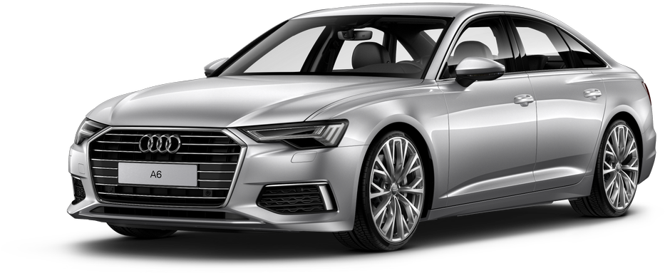 Silver Audi A6 Sedan Profile View PNG