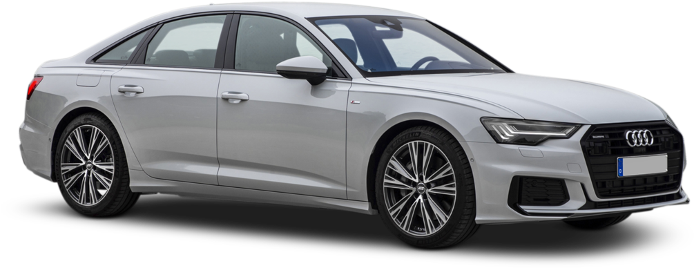 Silver Audi A6 Sedan Profile View PNG