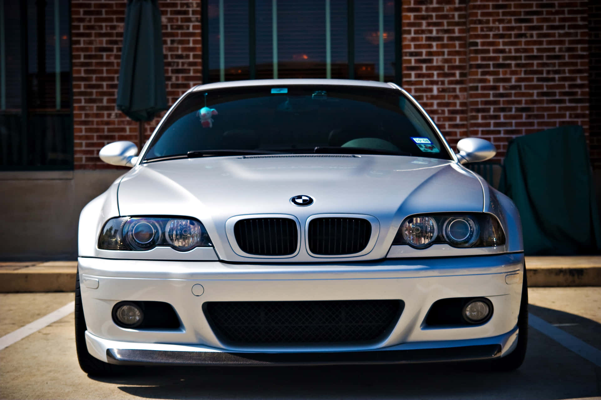 Silver B M W E46 Parked Outdoors Wallpaper