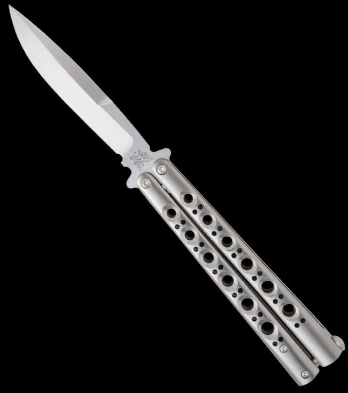 Silver Balisong Butterfly Knife PNG