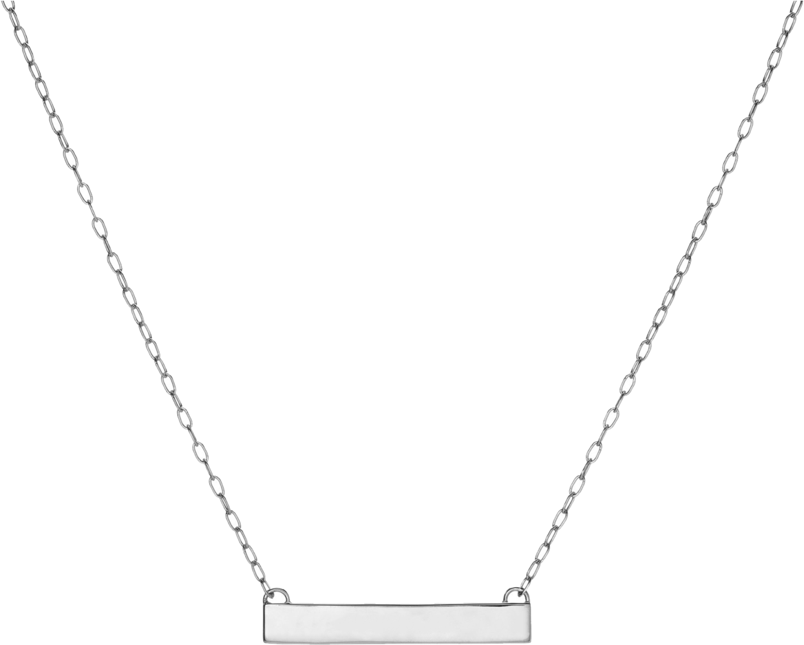 Silver Bar Pendant Chain Necklace PNG