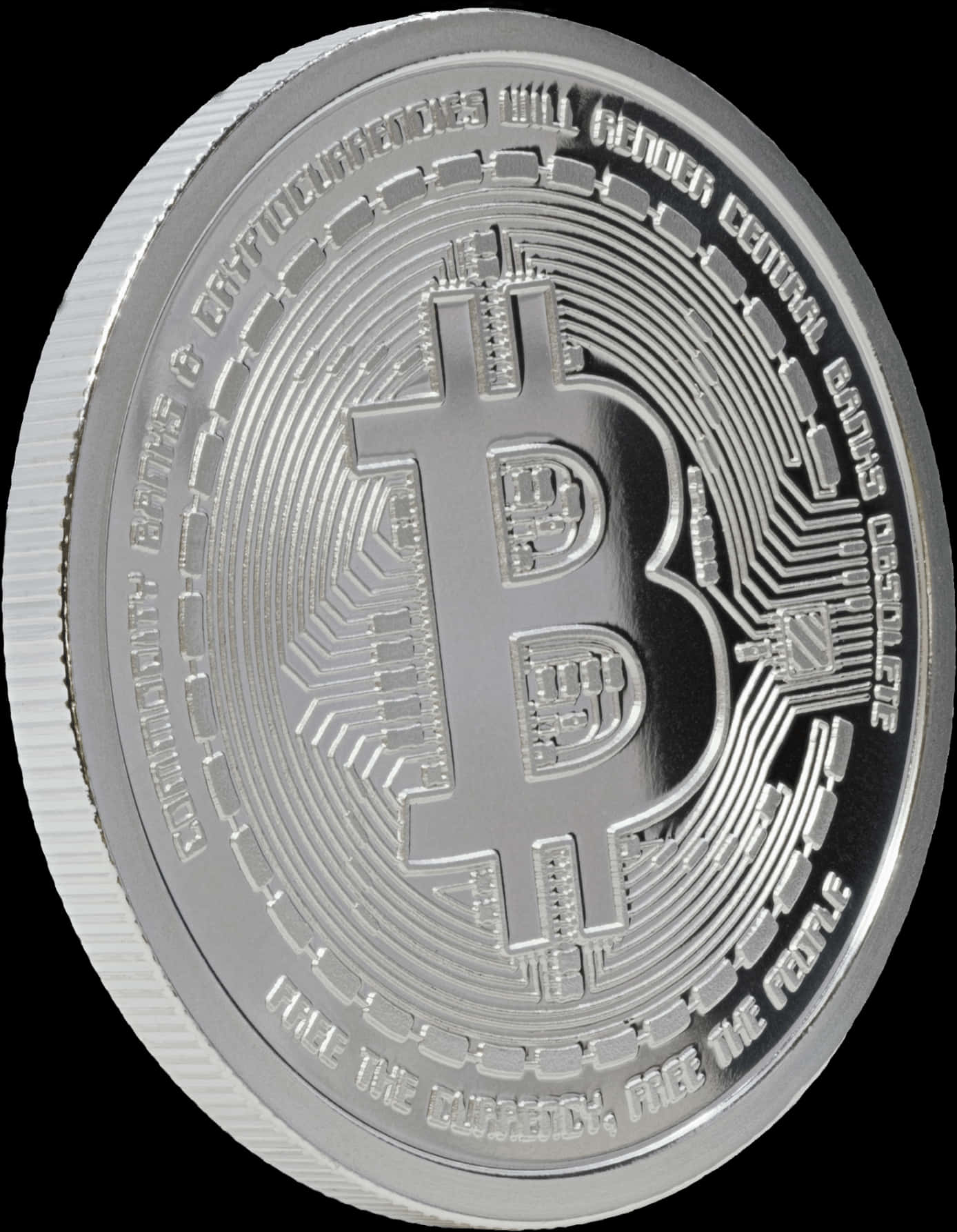Silver Bitcoin Commemorative Coin PNG