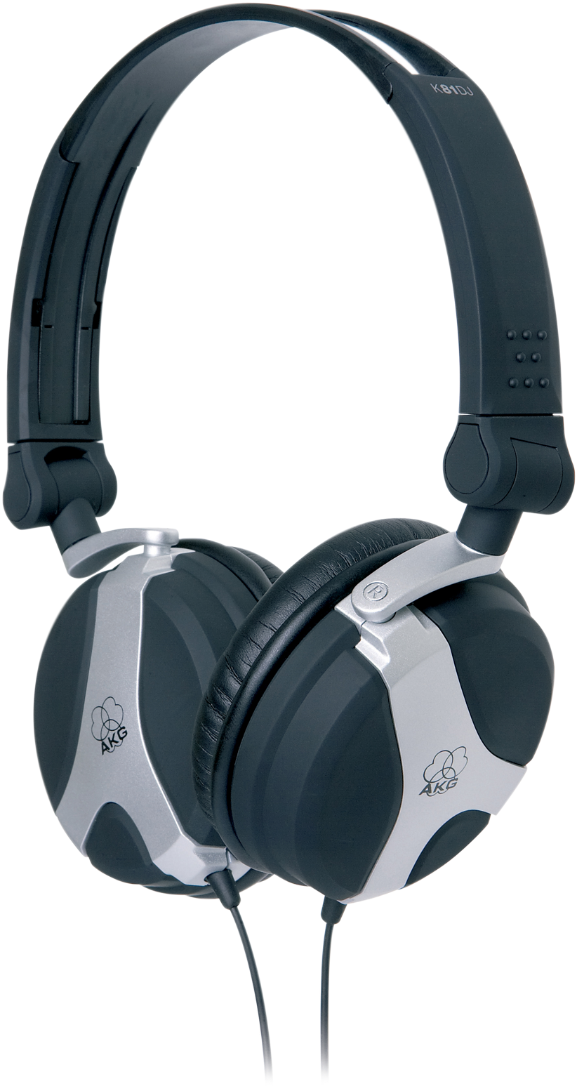 Silver Black A K G Headphones PNG