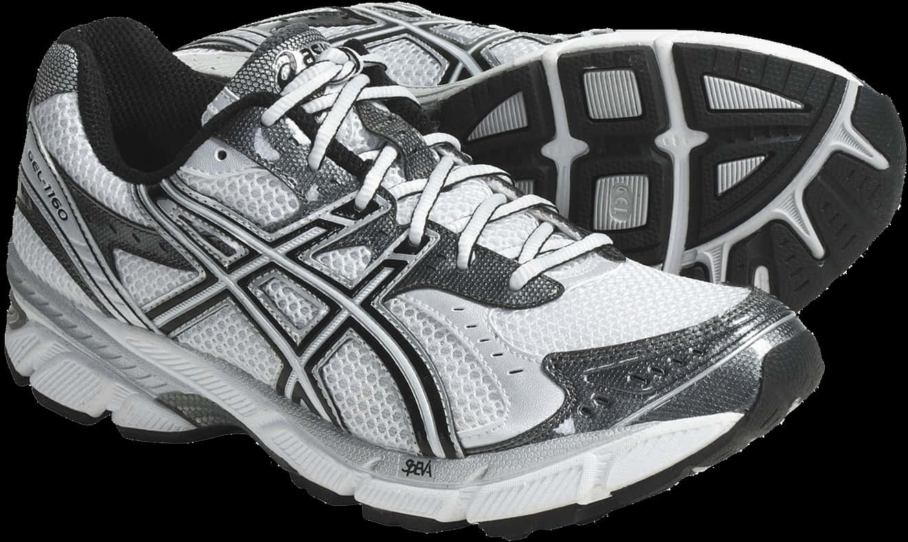Silver Black Running Shoe PNG