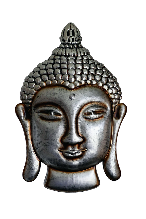 Silver Buddha Head Sculpture PNG