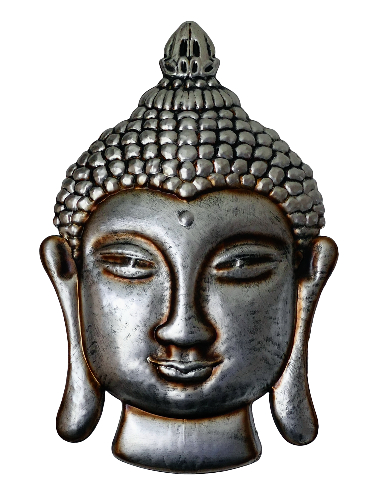 Silver Buddha Head Sculpture PNG
