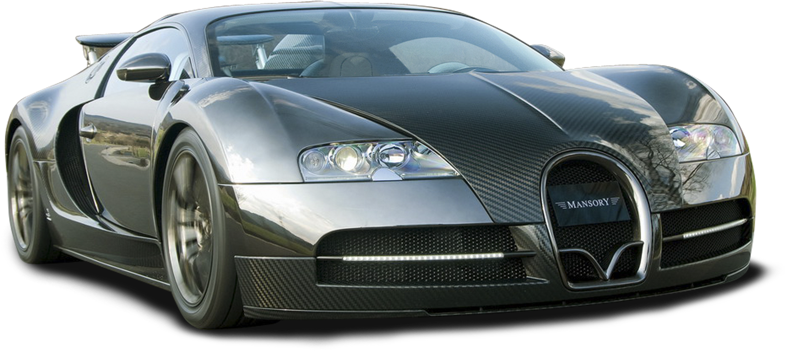 Silver Bugatti Veyron Mansory Edition PNG