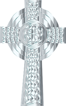 Silver Celtic Cross Design PNG