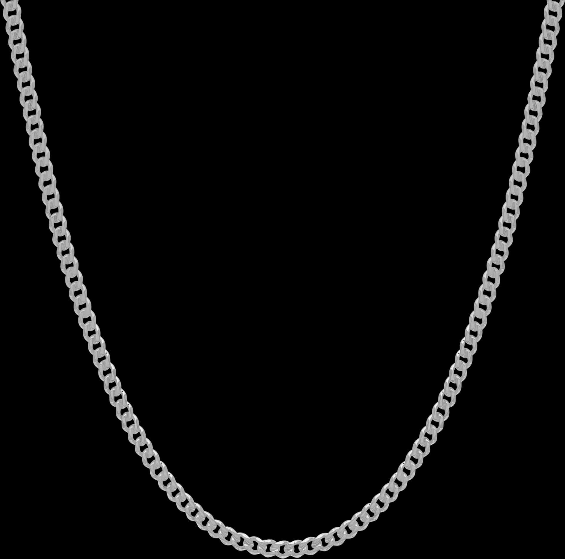 Silver Chain Necklace Black Background PNG
