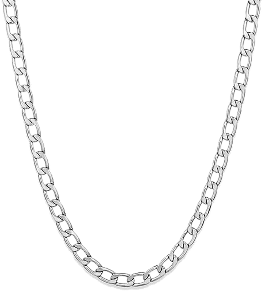 Silver Chain Necklace Gangsta Style PNG