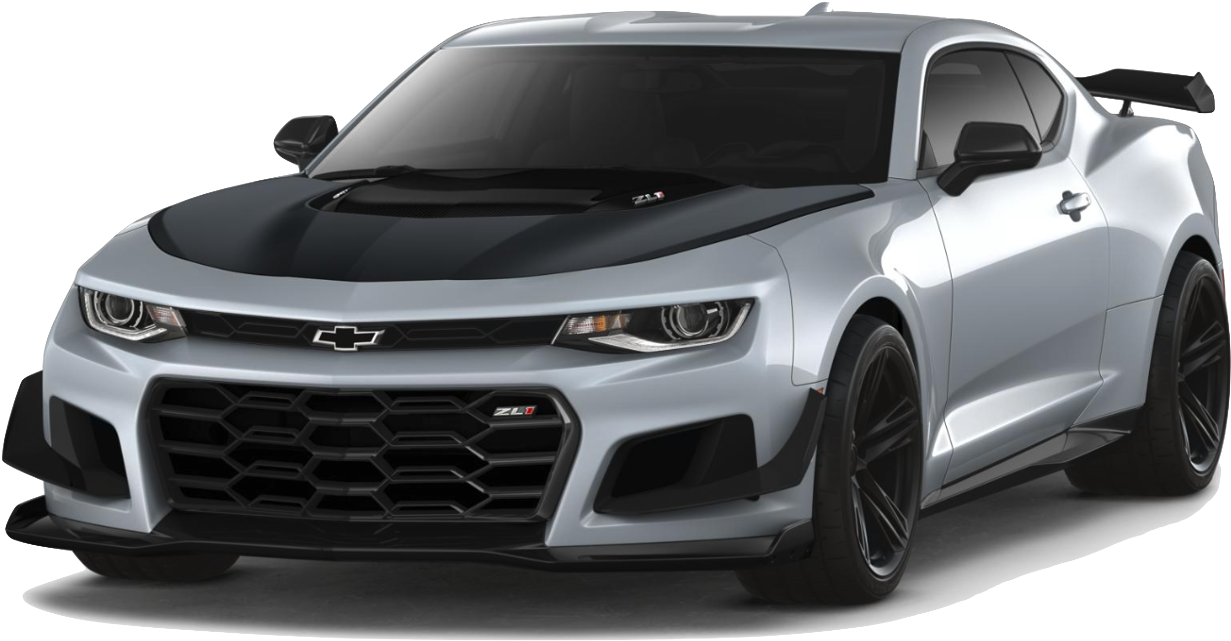Silver Chevrolet Camaro Z L1 Angled View PNG