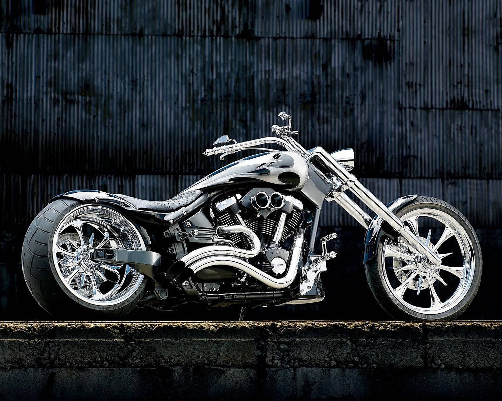Silver Chopper Motorcycle Wallpaper