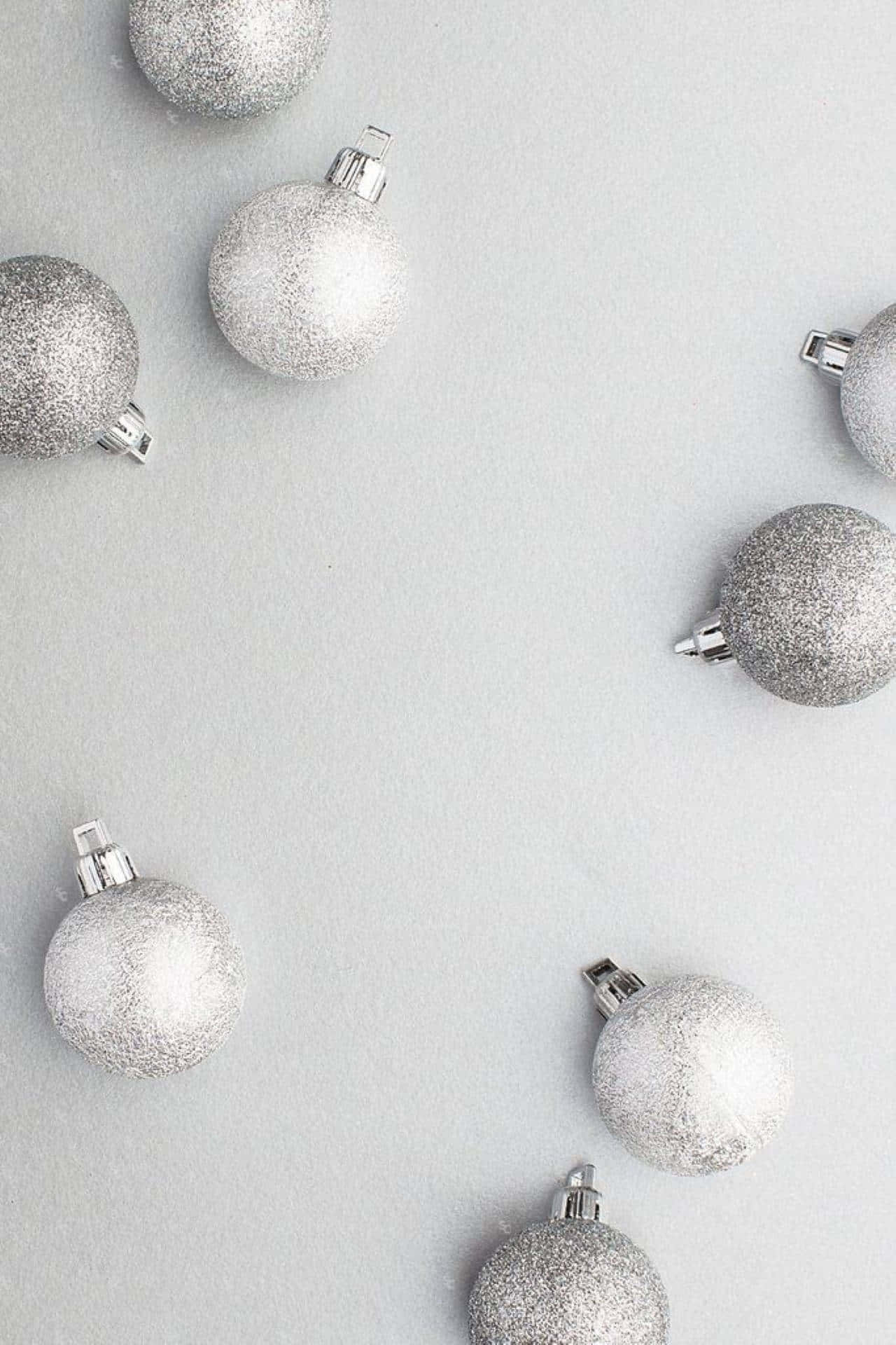 Silver Christmas Baubles Aesthetic Wallpaper