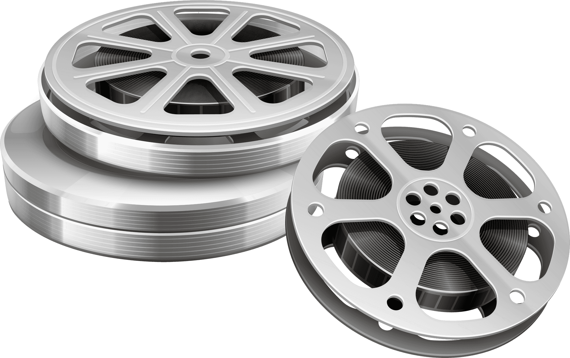 Silver Cinema Film Reels PNG
