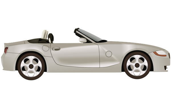 Silver Convertible Sports Car PNG