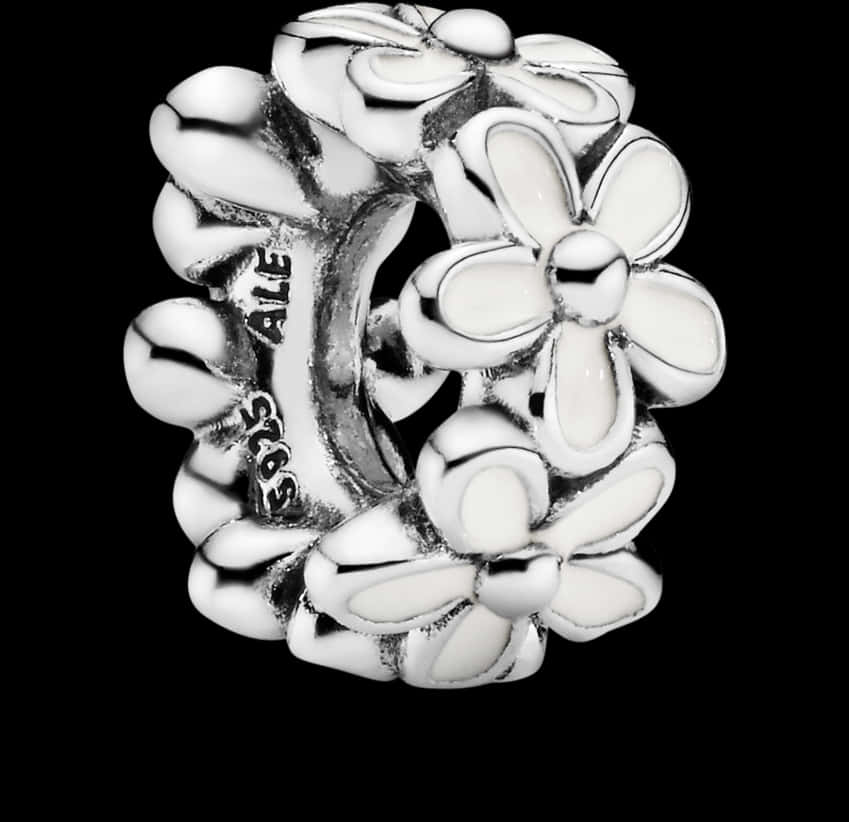 Silver Daisy Charm Bead Product Photo PNG