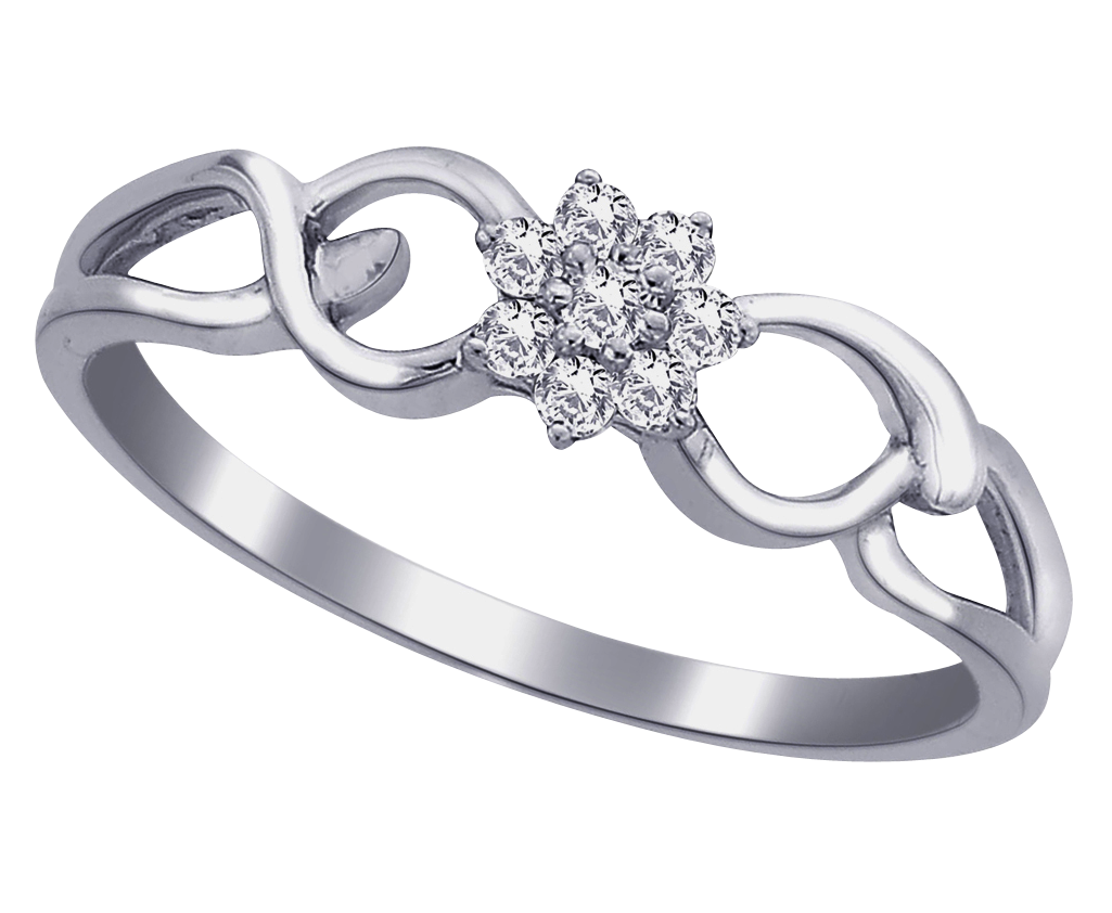 Silver Diamond Cluster Ring PNG