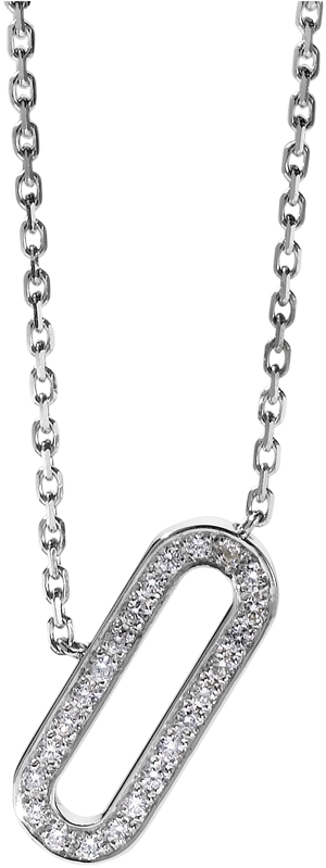 Silver Diamond Paperclip Pendant Chain PNG