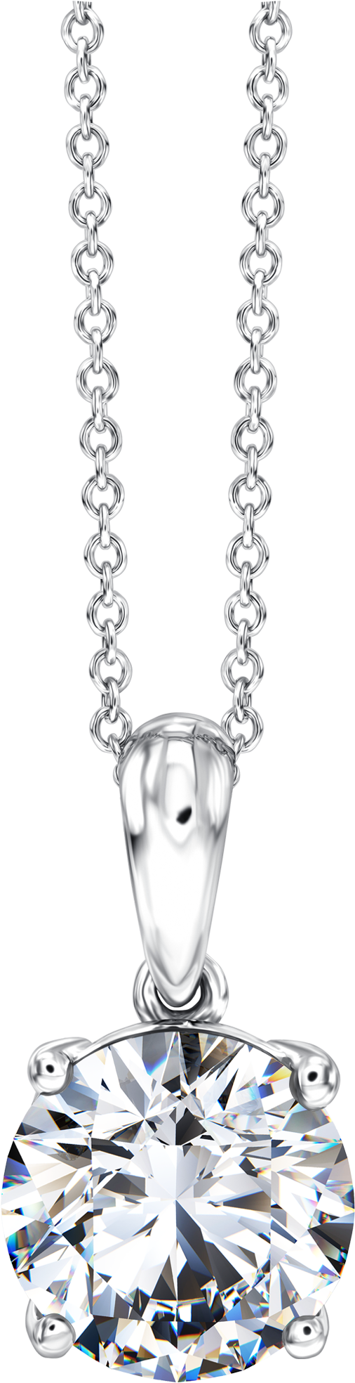 Silver Diamond Pendant Chain Necklace PNG