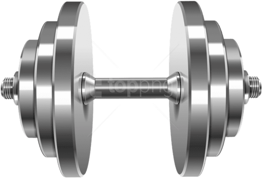 Silver Dumbbell Isolated Fitness Equipment PNG